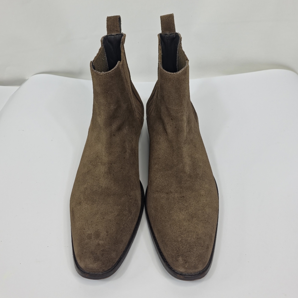 AllSaints Suede Chelsea Boots Tan Elastic Panel Pull On Size 44 US 11 - Picture 13 of 15